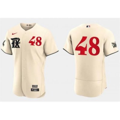 Men Texas Rangers 48 Jacob DeGrom Cream 2023 City Connect Flex Base Stitched Baseball Jersey