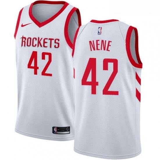 Youth Nike Houston Rockets 42 Nene Authentic White Home NBA Jersey Association Edition