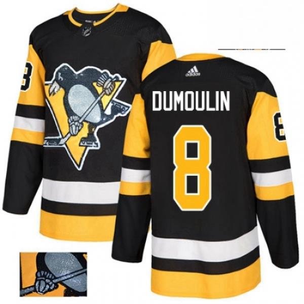 Mens Adidas Pittsburgh Penguins 8 Brian Dumoulin Authentic Black Fashion Gold NHL Jersey