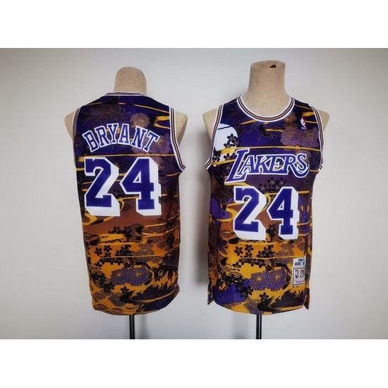 Men Los Angeles Lakers 24 Kobe Bryant Purple Throwback Basketball Jersey