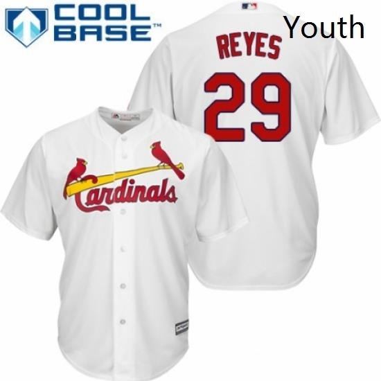 Youth Majestic St Louis Cardinals 29 lex Reyes Replica White Home Cool Base MLB Jersey