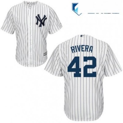 Mens Majestic New York Yankees 42 Mariano Rivera Replica White Home MLB Jersey