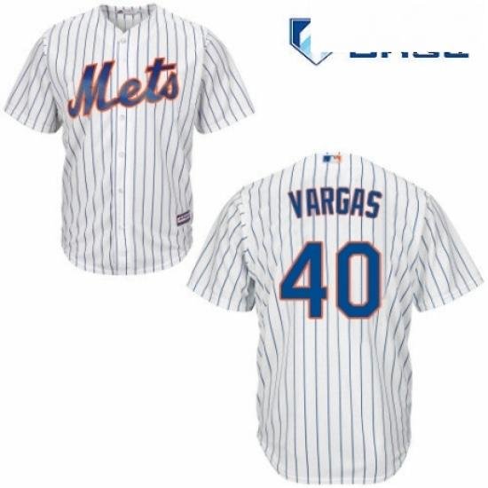 Mens Majestic New York Mets 40 Jason Vargas Replica White Home Cool Base MLB Jersey