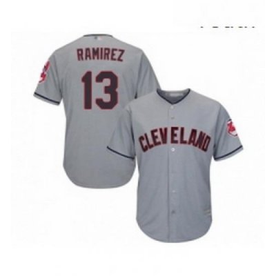 Youth Cleveland Indians 13 Hanley Ramirez Replica Grey Road Cool Base Baseball Jersey