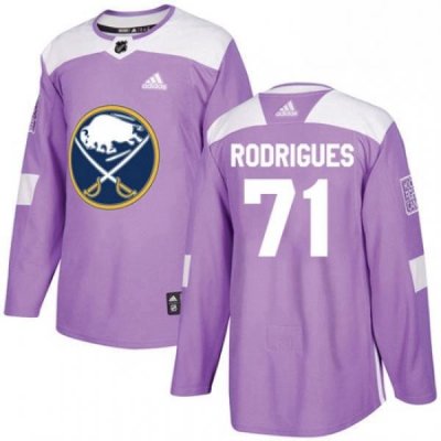 Mens Adidas Buffalo Sabres 71 Evan Rodrigues Authentic Purple Fights Cancer Practice NHL Jersey