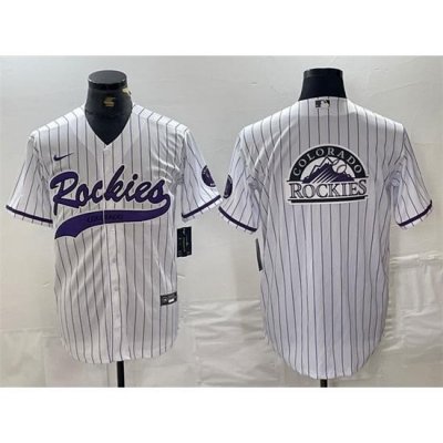 Men Colorado Rockies White Team Big Logo Cool Base Stitched Baseball Jerseys