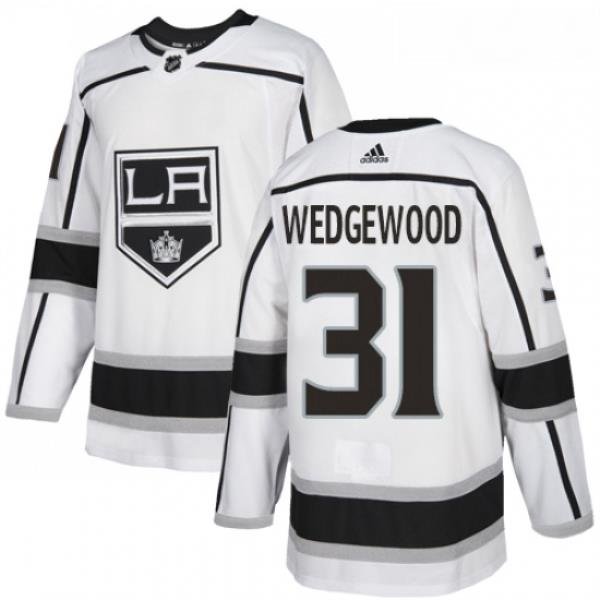 Youth Adidas Los Angeles Kings 31 Scott Wedgewood Authentic White Away NHL Jersey