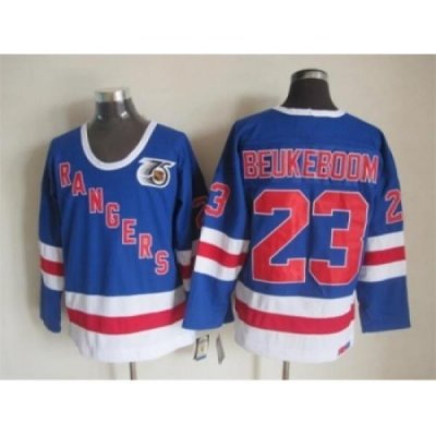 NHL New York Rangers #23 Beukeboom blue jerseys[m&n 75th]