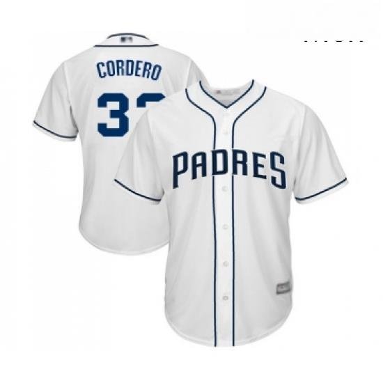 Mens San Diego Padres 33 Franchy Cordero Replica White Home Cool Base Baseball Jersey