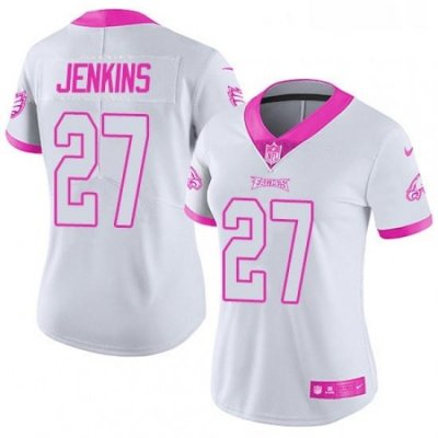 Womens Nike Philadelphia Eagles 27 Malcolm Jenkins Limited WhitePink Rush Fashion NFL Jersey