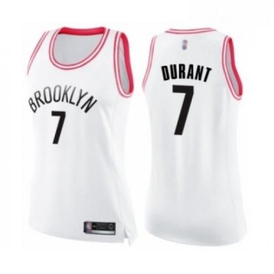 Womens Brooklyn Nets 7 Kevin Durant Swingman White Pink Fashion Basketball Jersey