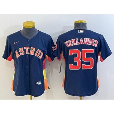 Youth Houston Astros 35 Justin Verlander Navy With Patch Cool Base Stitched Jerseys