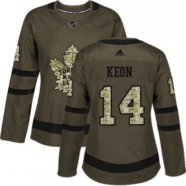 Womens Adidas Toronto Maple Leafs 14 Dave Keon Authentic Green Salute to Service NHL Jersey