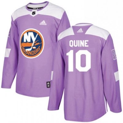 Mens Adidas New York Islanders 10 Alan Quine Authentic Purple Fights Cancer Practice NHL Jersey