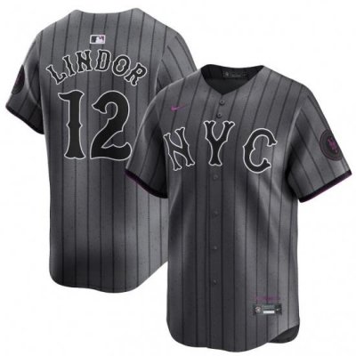 Men's NeW York Mets #12 Francisco Lindor 2024 Fashion Stitched Baseball Jersey