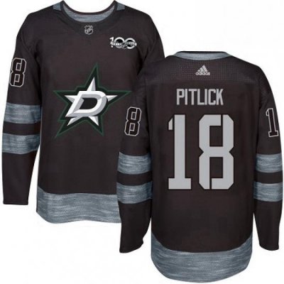 Mens Adidas Dallas Stars 18 Tyler Pitlick Premier Black 1917 2017 100th Anniversary NHL Jersey