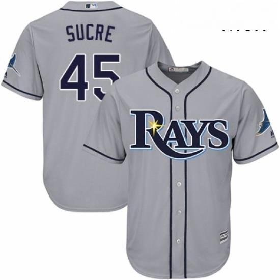 Mens Majestic Tampa Bay Rays 45 Jesus Sucre Replica Grey Road Cool Base MLB Jersey