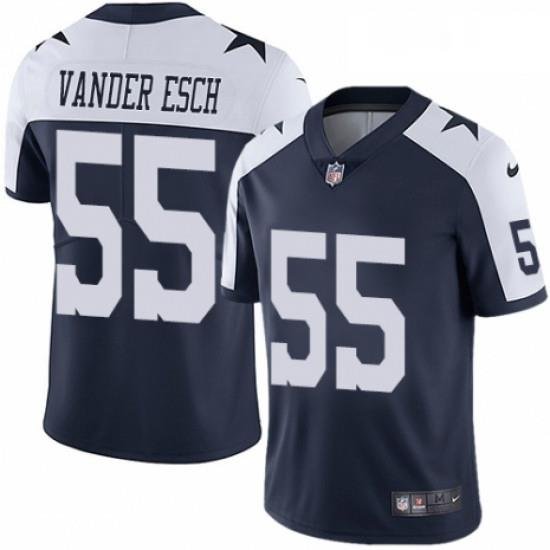 Mens Nike Dallas Cowboys 55 Leighton Vander Esch Navy Blue Throwback Alternate Vapor Untouchable Limited Player NFL Jersey