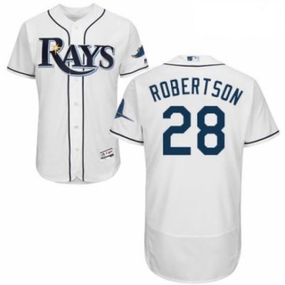 Mens Majestic Tampa Bay Rays 28 Daniel Robertson Home White Home Flex Base Authentic Collection MLB Jersey