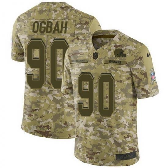 Nike Browns #90 Emmanuel Ogbah Camo Mens Stitched NFL Limited 2018 Salute To Service Jersey