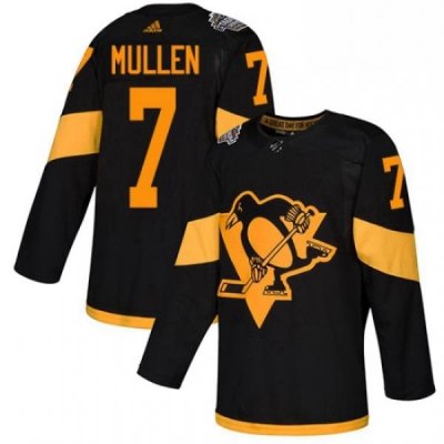 Mens Adidas Pittsburgh Penguins 7 Joe Mullen Black Authentic 2019 Stadium Series Stitched NHL Jersey