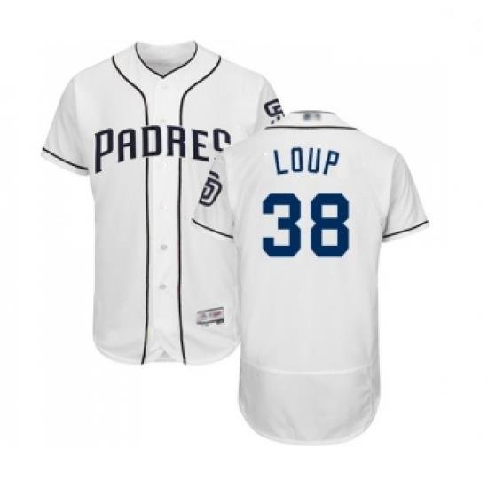 Mens San Diego Padres 38 Aaron Loup White Home Flex Base Authentic Collection Baseball Jersey