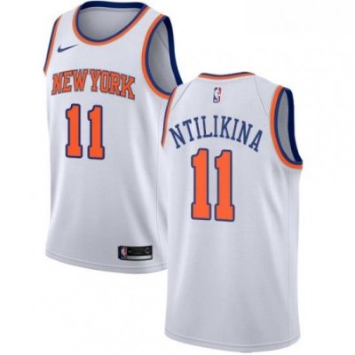 Mens Nike New York Knicks 11 Frank Ntilikina Authentic White NBA Jersey Association Edition