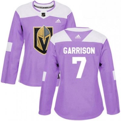 Womens Adidas Vegas Golden Knights 7 Jason Garrison Authentic Purple Fights Cancer Practice NHL Jersey