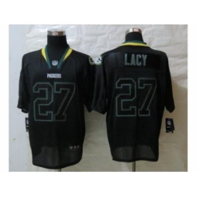 Nike Green Bay Packers 27 Eddie Lacy Black Elite Lights Out NFL Jersey