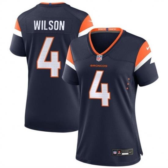 Women Denver Broncos 4 Zach Wilson Navy 2024 Alternate Stitched Jersey