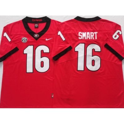 Men #16 SMART Georgia Bulldogs College Football Jerseys Sale-red