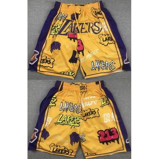 Men Los Angeles Lakers Yellow Shorts