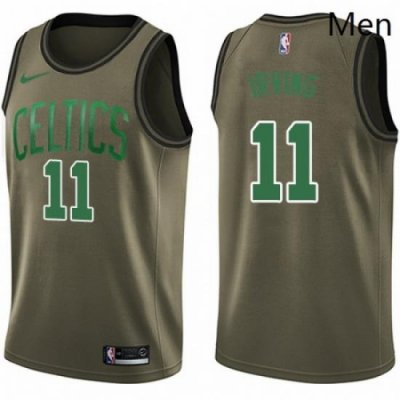 Mens Nike Boston Celtics 11 Kyrie Irving Swingman Green Salute to Service NBA Jersey