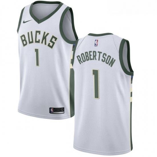 Womens Nike Milwaukee Bucks 1 Oscar Robertson Authentic White Home NBA Jersey Association Edition