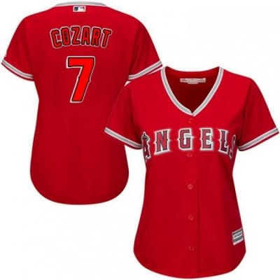 Womens Majestic Los Angeles Angels of Anaheim 7 Zack Cozart Authentic Red Alternate MLB Jersey