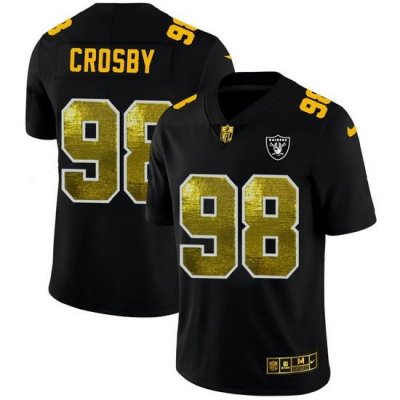 Las Vegas Raiders 98 Maxx Crosby Men Black Nike Golden Sequin Vapor Limited NFL Jersey