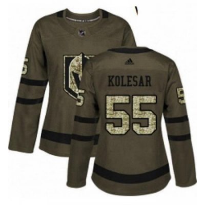 Womens Adidas Vegas Golden Knights 55 Keegan Kolesar Authentic Green Salute to Service NHL Jersey