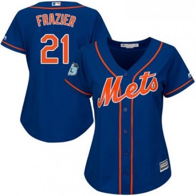 Womens Majestic New York Mets 21 Todd Frazier Authentic Royal Blue Alternate Home Cool Base MLB Jersey