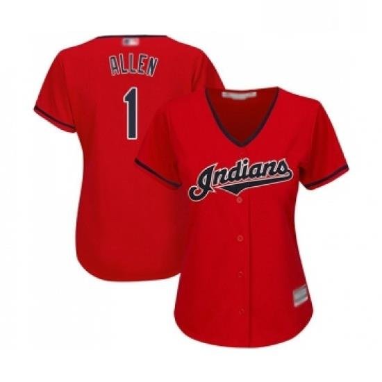 Womens Cleveland Indians 1 Greg Allen Replica Scarlet Alternate 2 Cool Base Baseball Jersey