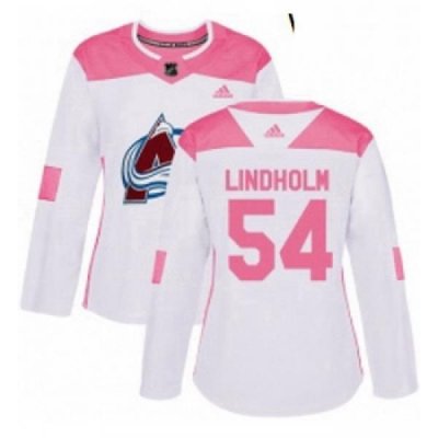 Womens Adidas Colorado Avalanche 54 Anton Lindholm Authentic WhitePink Fashion NHL Jersey