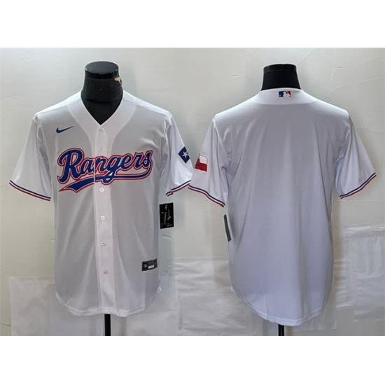 Men Texas Rangers Blank White With Patch Cool Base Stitched Baseball Jersey