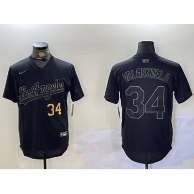 Men Los Angeles Dodgers 34 Black Cool Base Stitched Baseball Jersey 3