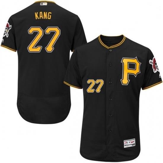 Mens Majestic Pittsburgh Pirates 27 Jung ho Kang Black Alternate Flex Base Authentic Collection MLB Jersey