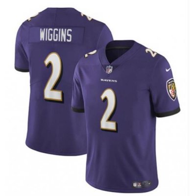 Youth Baltimore Ravens 2 Nate Wiggins Purple 2024 Draft Vapor Limited Football Jersey