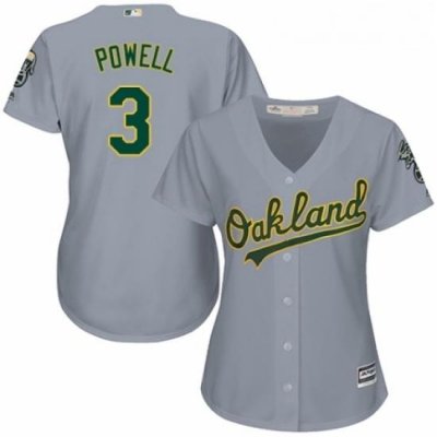 Womens Majestic Oakland Athletics 3 Boog Powell Replica Grey Road Cool Base MLB Jersey