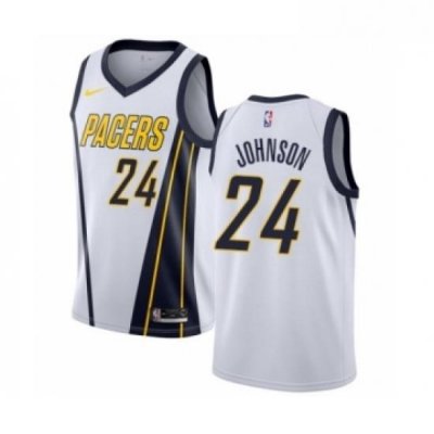 Womens Nike Indiana Pacers 24 Alize Johnson White Swingman Jersey Earned Edition