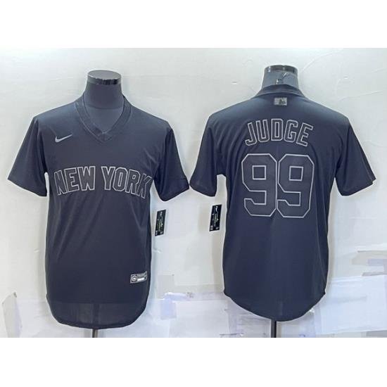 Men NeW York Yankees 99 Aaron Judge Black Pitch Black Fashion Replica Stitched Jersey