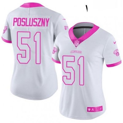 Womens Nike Jacksonville Jaguars 51 Paul Posluszny Limited WhitePink Rush Fashion NFL Jersey