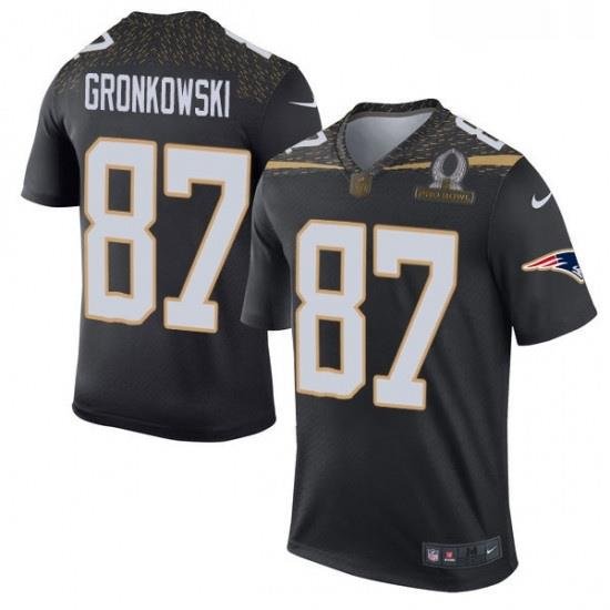 Mens Nike New England Patriots 87 Rob Gronkowski Elite Black Team Irvin 2016 Pro Bowl NFL Jersey