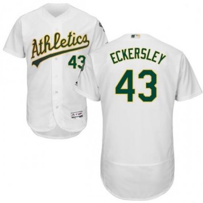 Mens Majestic Oakland Athletics 43 Dennis Eckersley White Home Flex Base Authentic Collection MLB Jersey